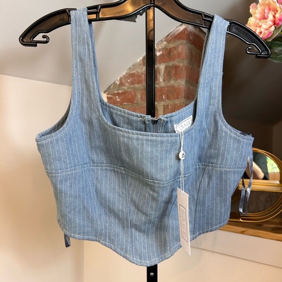 NWT Sage The Label Locals Only Denim Coset Top - Picture 4 of 5